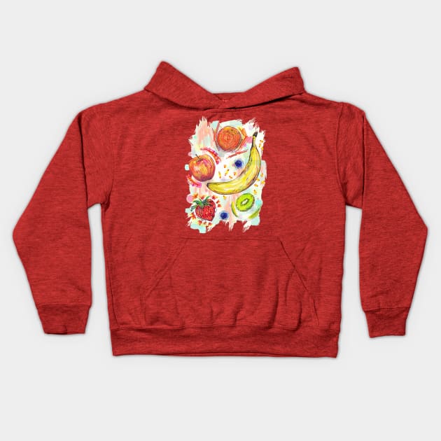 Fruit Splash Kids Hoodie by minniemorrisart